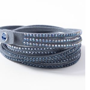 Denim Wrap Bracelet with Crystals